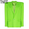 Yuerwang Women Blazer Set Skirt Suit Green Shouder Padded Oversized Coat Jacket 2023 Long Sleeve Single Button Skirt