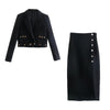 ZA 2 Pieces Spring Autumn Women Solid Suits 2022 Casual Short Blazer+Split Fork Long Skirt Lady Elegant Button Outfits