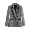 ZA 2022 Elegant Pink Textured Blazer Women Long Sleeve Contrast Piping Double Breasted Blazers Woman Cute Coat Outerwear
