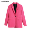 ZA 2023 Women Office Wear Single Button Blazer Coat Vintage Long Sleeve Pockets Female Red Jacket Outerwear Top