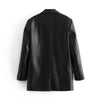 ZA Elegant Black PU Blazer Women Casual Long Sleeve Single Button Office Suit Jacket Winter Autumn Ladies Korean Blazer 2023 New