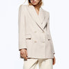 ZA Spring Women's Double Breasted Blazer Plaid Jacket Office Lady Elegant Stylish Coats Abrigos Female Outwear 2023 Fashion