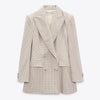 ZA Spring Women's Double Breasted Blazer Plaid Jacket Office Lady Elegant Stylish Coats Abrigos Female Outwear 2023 Fashion