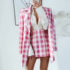 ZA Women 2 Pieces Plaid Skirts Blazer Set Notched Office Lady Single Breasted Suits Female Plus Size A-line Skirts