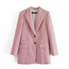 ZA Women Single Breasted Blazers Pink Plaid Coat Vintage Long Sleeve Female Outerwear And High Waist Short Skirt