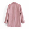 ZA Women Single Breasted Blazers Pink Plaid Coat Vintage Long Sleeve Female Outerwear And High Waist Short Skirt