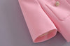 ZA Women Pink Tweed 2 Piece Set Women Office Short Sleeve Pocket Decoration Blazer Coat +Side Zipper Short Skirt Chic Lady Suit
