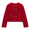 ZA autumn ladies all-match casual texture double-breasted suit jacket and high-waist texture skirt office professional wear