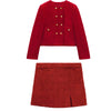 ZA autumn ladies all-match casual texture double-breasted suit jacket and high-waist texture skirt office professional wear