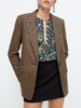 ZA autumn women's retro lapel single button pocket with checkered elbow decoration commuter blazer