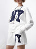 ZA female age reduction wild sports wind loose casual letter sweater + retro school team wind wide-leg shorts casual suit