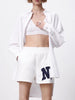 ZA female age reduction wild sports wind loose casual letter sweater + retro school team wind wide-leg shorts casual suit