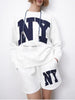 ZA female age reduction wild sports wind loose casual letter sweater + retro school team wind wide-leg shorts casual suit
