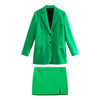 ZA women's simple and versatile pocket single-breasted straight suit bag hip slim mini skirt fashionable commuter suit