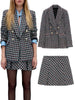 ZA winter female European and American style high-quality double-breasted all-match casual suit jacket high waist mini skirt