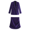 ZA winter style temperament breasted slim casual suit jacket + wild high waist sexy bag hip mini skirt casual suit