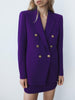 ZA winter style temperament breasted slim casual suit jacket + wild high waist sexy bag hip mini skirt casual suit