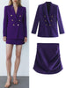 ZA winter style temperament breasted slim casual suit jacket + wild high waist sexy bag hip mini skirt casual suit