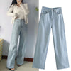 ZA2022 spring European and American style light-colored straight high-waisted thin loose wide-leg raw edge jeans