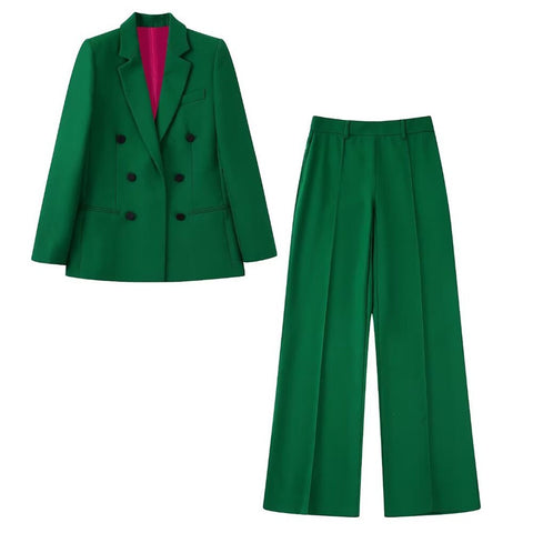 ZAA Autumn 2023 Ladies Retro Casual Lapel Double-breasted Slim Chic Classic Office Quality Long-sleeved Suit Jacket