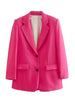 ZAA Fall 2023 Women's Retro Casual Lapel Single Breasted Flip Pocket Classic Office Long Sleeve Loose Suit Jacket