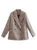 ZAA Fall 2023 Women's Retro Casual Large Edition Lapel Plaid Double Breasted Flip Pocket Chic Elegant Suit Jacket
