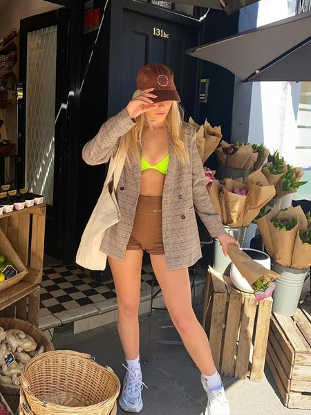 ZAA Fall 2023 Women's Retro Casual Large Edition Lapel Plaid Double Breasted Flip Pocket Chic Elegant Suit Jacket