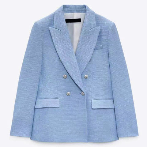 ZAAHO2022 Spring Autumn Women Temperament Double-Breasted Ladies Office Blazer.