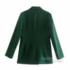 ZAAHO2022Women Double-Breasted Casual Green Blazer Jacket Office Lady Long Sleeve Elegant Outwear Chic Tops