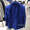 ZAAHO2023 Spring and Autumn Women Print Lining Tweed Slim Blazer Vintage Long Sleeve Pockets Female Coat