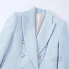 ZAAHO2023 Spring Autumn Women Casual Tweed Blazer Coat Female Vintage Office Double Breasted Outerwear Top