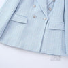 ZAAHO2023 Spring Autumn Women Casual Tweed Blazer Coat Female Vintage Office Double Breasted Outerwear Top