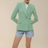 ZAAHOAutumn Women Blazer Slim Hounstooth Green Blazers Elegant Notched Jackets Office Ladies