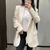 ZAAHOSpring Autumn Women Blazer  Uniform Formal Casual One-Button Pocket Business Suit Coat