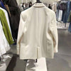 ZAAHOSpring Autumn Women Blazer  Uniform Formal Casual One-Button Pocket Business Suit Coat