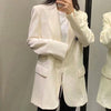 ZAAHOSpring Autumn Women Blazer  Uniform Formal Casual One-Button Pocket Business Suit Coat