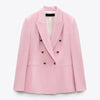 ZAAHOSpring Autumn Women Double Breasted White Clothing Office Ladies Workplace Jacket Blazer Suit Femme