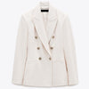 ZAAHOSpring Autumn Women Double Breasted White Clothing Office Ladies Workplace Jacket Blazer Suit Femme