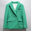ZAAHOSpring Autumn Women Casual Tweed Blazer Vintage Office Jacket Double Breasted Tops Coat Female