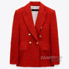 ZAAHOSpring Autumn Women Casual Tweed Blazer Vintage Office Jacket Double Breasted Tops Coat Female