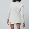 ZAAHOSpring Autumn Women Vintage White Tweed Blazers Coat Chic Button Solid Outerwear Elegant Office Suit Jacket Ladies