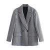 ZAAHOWomen Spring Autumn Solid Color Casual Office Blazer Coat Double Breasted Long Sleeve Jackets Ladies