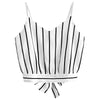 Women Striped Crop Top Bowknot Hollow Out Adjustable Spaghetti Strap Cropped Tops Summer V-Neck Sleeveless Crop Top