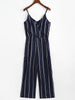 Elegant Women Striped Surplice Spaghetti Strap Jumpsuit Casual Halter V Neck High Waist Playsuit Overalls For Women