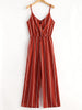 Elegant Women Striped Surplice Spaghetti Strap Jumpsuit Casual Halter V Neck High Waist Playsuit Overalls For Women