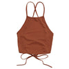 Halter Cropped Open Back Tank Top Sleeveless Casual Solid Sexy Backless Bandage Tube Top Short Summer Strap Women Top