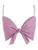 Summer Women Smocked Plaid Bow Knot Tied Cami Cropped Top Adjustable Strap Tube Top Sexy Camis Top Bralette Fitness