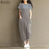 2022 Autumn Rompers Womens Jumpsuits Vintage Sleeveless Backless Casual Loose Overalls Strapless Paysuits Plus Size