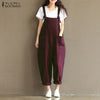2022 Autumn Rompers Womens Jumpsuits Vintage Sleeveless Backless Casual Loose Overalls Strapless Paysuits Plus Size