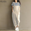 2022 Autumn Rompers Womens Jumpsuits Vintage Sleeveless Backless Casual Loose Overalls Strapless Paysuits Plus Size